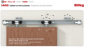 70kg - 190 cm - Binario per porta scorrevole con accessori e squadrette  fissaggio al muro